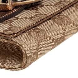Gucci Beige/Gold GG Canvas and Leather Continental Wallet