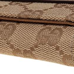 Gucci Beige/Gold GG Canvas and Leather Continental Wallet