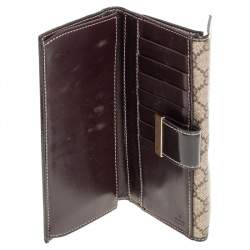 Gucci Beige/Brown GG Supreme Canvas and Patent Leather Continental Wallet