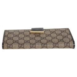 Gucci Beige/Brown GG Supreme Canvas and Patent Leather Continental Wallet