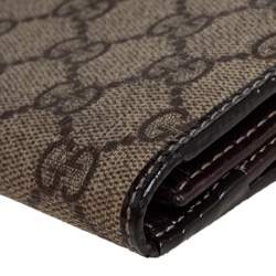 Gucci Beige/Brown GG Supreme Canvas and Patent Leather Continental Wallet