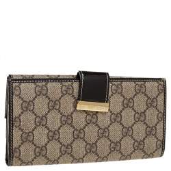 Gucci Beige/Brown GG Supreme Canvas and Patent Leather Continental Wallet