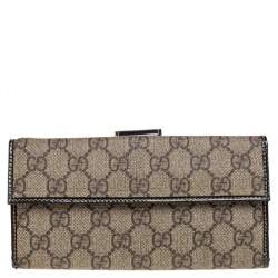 Gucci Beige/Brown GG Supreme Canvas and Patent Leather Continental Wallet