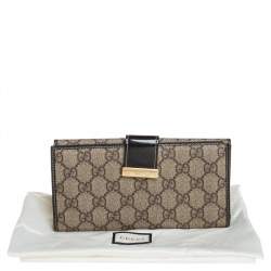 Gucci Beige/Brown GG Supreme Canvas and Patent Leather Continental Wallet