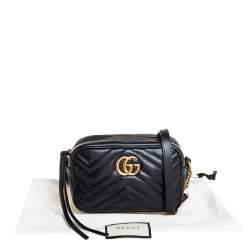 مملوكة مسبقًا حقيبة كروس غوتشي ميني جي جي مارمونت كاميرا جلد ماتيلاس أسود