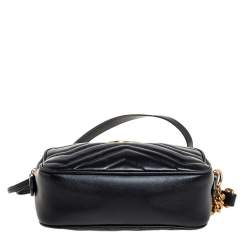 مملوكة مسبقًا حقيبة كروس غوتشي ميني جي جي مارمونت كاميرا جلد ماتيلاس أسود