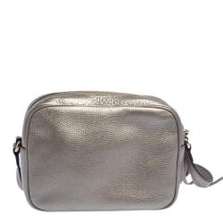 Pre Owned Gucci Metallic Beige Leather Small Soho Disco Crossbody Bag