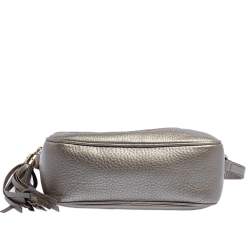 Pre Owned Gucci Metallic Beige Leather Small Soho Disco Crossbody Bag