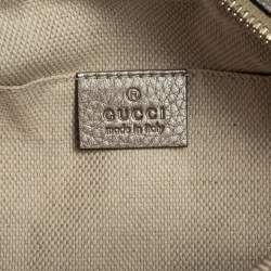 Pre Owned Gucci Metallic Beige Leather Small Soho Disco Crossbody Bag