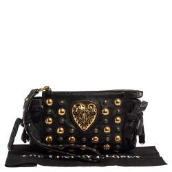 Pre Owned Gucci Black Leather Hysteria Studded Wristlet Clutch