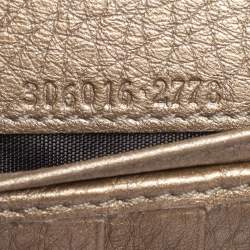 Pre Owned Gucci Metallic Beige Leather Soho Zip Around Organizer Wallet