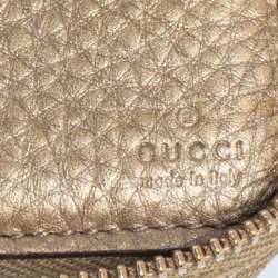 Pre Owned Gucci Metallic Beige Leather Soho Zip Around Organizer Wallet