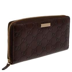 Gucci Dark Brown Guccissima Leather Zip Around Wallet
