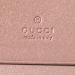 Pre Owned Gucci Pink Guccissima Leather Bow Card Case