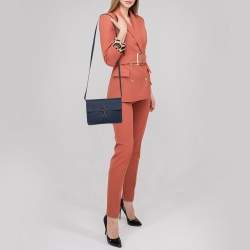 Pre Owned Gucci Navy Blue Leather Jackie Crossbody Bag