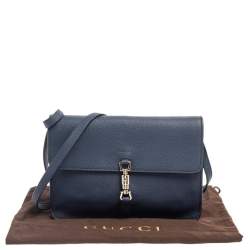 Pre Owned Gucci Navy Blue Leather Jackie Crossbody Bag
