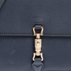 Pre Owned Gucci Navy Blue Leather Jackie Crossbody Bag