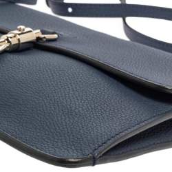 Pre Owned Gucci Navy Blue Leather Jackie Crossbody Bag