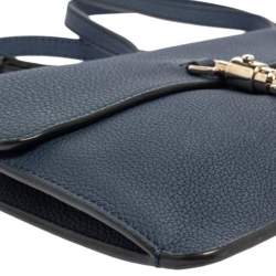 Pre Owned Gucci Navy Blue Leather Jackie Crossbody Bag