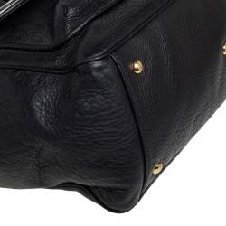 Pre Owned Gucci Black Pebbled Leather 1973 Tote