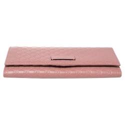 مملوكة مسبقًا Gucci Pink Microguccissima Leather Flap Continental Wallet