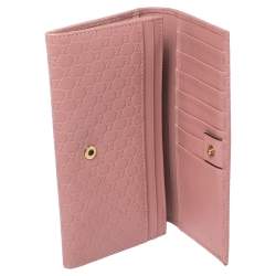 مملوكة مسبقًا Gucci Pink Microguccissima Leather Flap Continental Wallet
