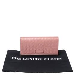 مملوكة مسبقًا Gucci Pink Microguccissima Leather Flap Continental Wallet