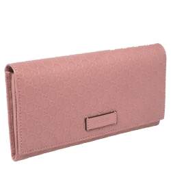 مملوكة مسبقًا Gucci Pink Microguccissima Leather Flap Continental Wallet