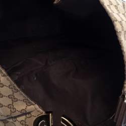 Pre Owned حقيبة هوبو غوتشي شارلوت كانفاس جي جي بني/بيج وجلد