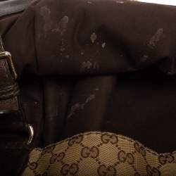 Pre Owned حقيبة هوبو غوتشي  شارلوت كانفاس جي جي بني/بيج وجلد