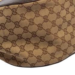 Pre Owned حقيبة هوبو غوتشي شارلوت كانفاس جي جي بني/بيج وجلد