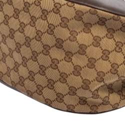 Pre Owned حقيبة هوبو غوتشي شارلوت كانفاس جي جي بني/بيج وجلد