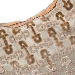 Gucci Beige/Tan Horsebit Velvet, Fabric and Croc Glam Hobo