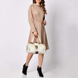 Pre Owned Gucci Off White Leather Aviatrix Boston Bag