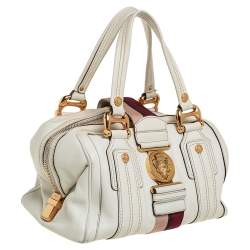Pre Owned Gucci Off White Leather Aviatrix Boston Bag
