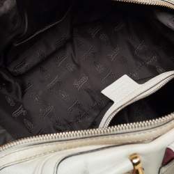Pre Owned Gucci Off White Leather Aviatrix Boston Bag