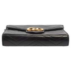 مملوكة مسبقًا محفظة بسلسلة غوتشي مارمونت جي جي جلد مبطن سوداء 