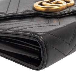 مملوكة مسبقًا محفظة بسلسلة غوتشي مارمونت جي جي جلد مبطن سوداء 