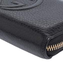 مملوكة مسبقًا Gucci Black Leather Soho Zip Around Wallet
