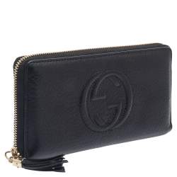 مملوكة مسبقًا Gucci Black Leather Soho Zip Around Wallet
