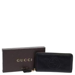 مملوكة مسبقًا Gucci Black Leather Soho Zip Around Wallet