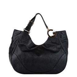 Pre Owned Gucci Black Leather Charlotte Hobo Bag