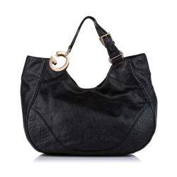 Pre Owned Gucci Black Leather Charlotte Hobo Bag
