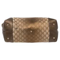 Pre Owned Gucci Beige/Brown GG Canvas and Leather Medium Embellished Heart Bit Charm  Tote