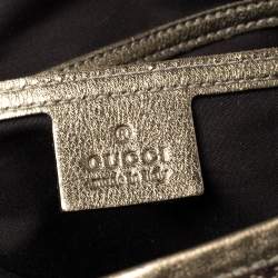 Pre Owned حقيبة يد غوتشي جوي متوسطة جلد وكانفاس كريستال جي جي ذهبي/ بيج 
