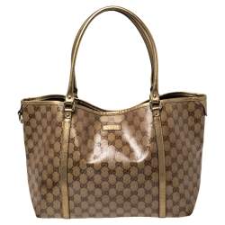 Gucci Gold GG Crystal Canvas Joy Boston Handbag QFB1CS9NDB000