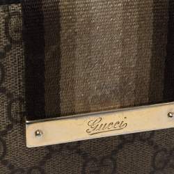 Pre Owned محفظة غوتشي ويب جلد وكانفاس جي جي سوبريم بيج/بني