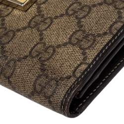 Pre Owned محفظة غوتشي ويب جلد وكانفاس جي جي سوبريم بيج/بني
