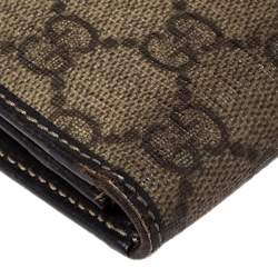 Pre Owned محفظة غوتشي ويب جلد وكانفاس جي جي سوبريم بيج/بني