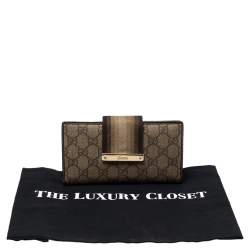 Pre Owned محفظة غوتشي ويب جلد وكانفاس جي جي سوبريم بيج/بني